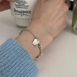 925 Silver Good Luck Tag Letter Punk Geometric Bracelet For Woman Girl