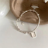 925 Silver Good Luck Tag Letter Punk Geometric Bracelet For Woman Girl