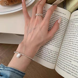 925 Silver Good Luck Tag Letter Punk Geometric Bracelet For Woman Girl