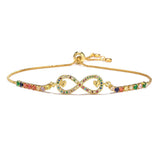 Multicolor CZ Hamsa Hand Evil Eye Charm Bracelet Women Jewelry