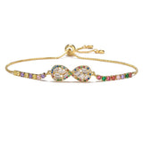 Multicolor CZ Hamsa Hand Evil Eye Charm Bracelet Women Jewelry