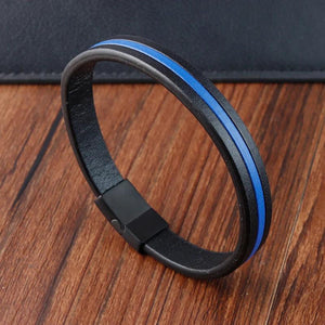 Men's High Leather Bracelet with Magnet Clasp - Classic Jewelry Gift