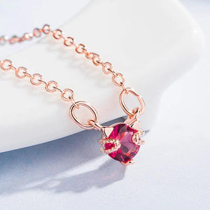 14K Rose Ruby Pendant, Real Natural Red Ruby Necklace