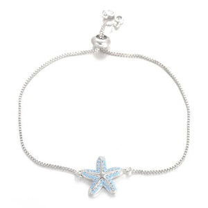 CZ Zircon Starfish Charm Bracelet Adjustable Chain Bangles