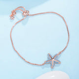 CZ Zircon Starfish Charm Bracelet Adjustable Chain Bangles