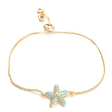 CZ Zircon Starfish Charm Bracelet Adjustable Chain Bangles