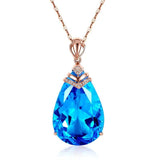 14K Rose Necklace Sapphire Pendant Women's Topaz Pendant Chalcedony Pendant