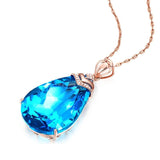 14K Rose Necklace Sapphire Pendant Women's Topaz Pendant Chalcedony Pendant
