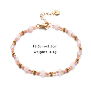 Crystal Bead Heart Bracelet Stainless Steel