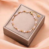 Crystal Bead Heart Bracelet Stainless Steel