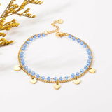 Crystal Bead Heart Bracelet Stainless Steel