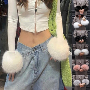 Furry Wrist Cuff Sleeve Bracelet Warm Wristband