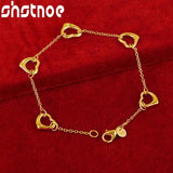 24K Five Hearts Pendant Chain Bracelets for Woman Party Wedding Engagement