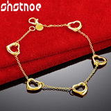 24K Five Hearts Pendant Chain Bracelets for Woman Party Wedding Engagement