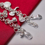 925 Silver Aircraft/cars/bells/lollipop Pendants Chain Bracelets