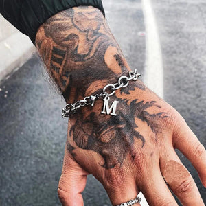 Classic Initial Letter Bracelet Stainless Steel O-Chain Bracelet