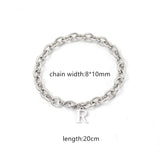 Classic Initial Letter Bracelet Stainless Steel O-Chain Bracelet