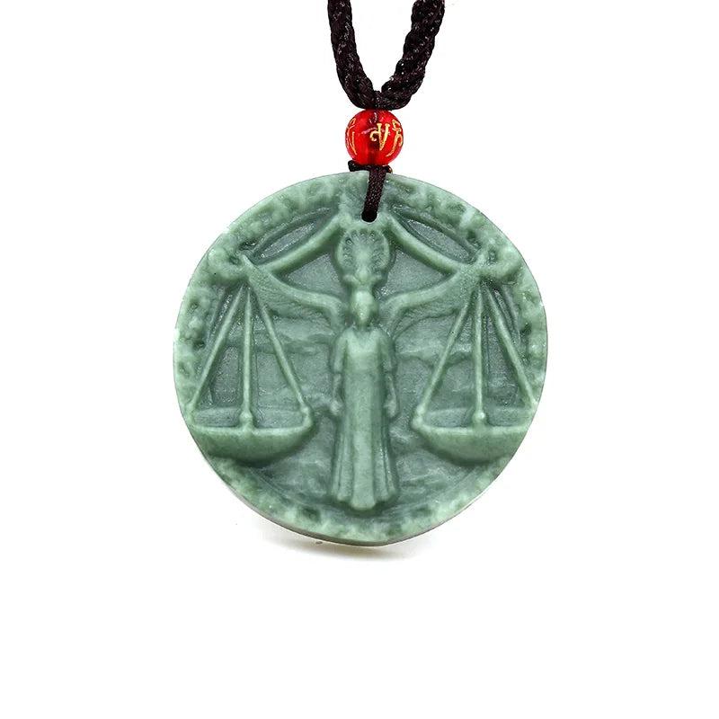 Jade Zodiac Pendant Green Necklace Gemstone Amulets Jewelry Stone Natural