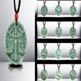 Jade Zodiac Pendant Green Necklace Gemstone Amulets Jewelry Stone Natural