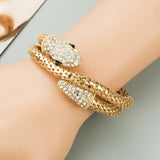 Punk Snake Wrapped Bracelet with Alloy Rhinestone