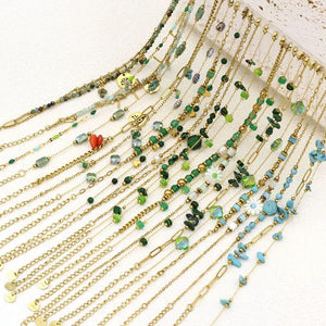 Stone Pearl String Pendant Bracelet Stainless Steel Plated Chain Female Jewelry