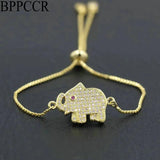 Micro Rhinestone Elephant Chain Bracelet Men Women Couples Lucky