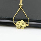 Micro Rhinestone Elephant Chain Bracelet Men Women Couples Lucky