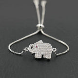 Micro Rhinestone Elephant Chain Bracelet Men Women Couples Lucky
