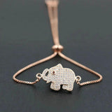 Micro Rhinestone Elephant Chain Bracelet Men Women Couples Lucky