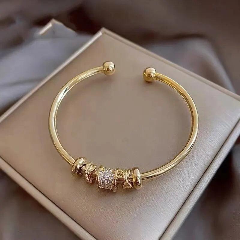 Cuff Bangle Copper with Cubic Zircon Stone