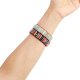 Bohemia Bracelet Amazonite Leather Wrap Stone Cuff