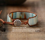 Bohemia Bracelet Amazonite Leather Wrap Stone Cuff