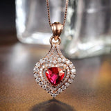 Natural Ruby 14K Rose Necklace Pendant Jewelry
