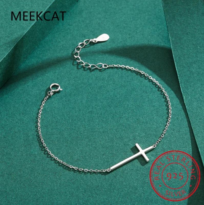 925 Sterling Silver Cross Bracelet for Women Men Birthday Gift