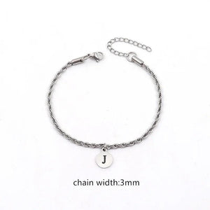 Stainless Steel Initial Letter Bracelet for Men with Lobster Claw Clasp