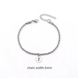 Stainless Steel Initial Letter Bracelet for Men with Lobster Claw Clasp