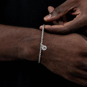 Stainless Steel Initial Letter Bracelet for Men with Lobster Claw Clasp