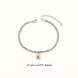 Stainless Steel Initial Letter Bracelet for Men with Lobster Claw Clasp