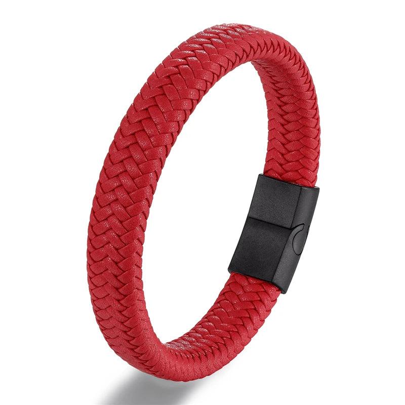 Men's Leather Bracelet with Magnetic Clasp Wristband
