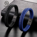 Men's Leather Bracelet with Magnetic Clasp Wristband