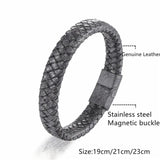 Men's Leather Bracelet with Magnetic Clasp Wristband