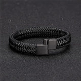Men's Leather Bracelet with Magnetic Clasp Wristband