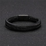 Men's Leather Bracelet with Magnetic Clasp Wristband