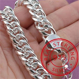 925 Silver Square Buckle 10MM Chain Bracelet Charm Party Gift