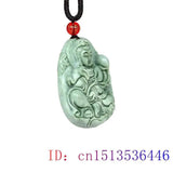 Jade Guanyin Pendant Men Natural Green Amulet Necklace Ch...