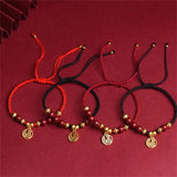 Cinnabar Beads Fu Blessing Bracelets Lucky Rope Bangles Size Adjustable