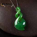Hand-carved Green Jade Pendant Wealth Necklace Men Women Jade Amulet