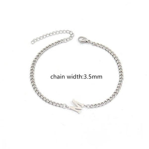 A-Z Initial Letter Bracelet Men Stainless Steel Chain Bracelet