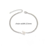 A-Z Initial Letter Bracelet Men Stainless Steel Chain Bracelet