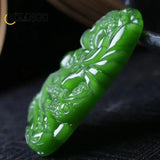 Hand-carved Natural Hetian Jade Dragon Pendant Necklace